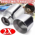 2pcs 63mm-101mm Universal Car Exhaust Muffler Pipe Dual Wall Exhaust Tips Exhaust Pipe Stainless Steel For Bmw/benz/audi/vw - Mu