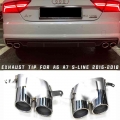 AK MUFFLER TIP Car Accessories Exhaust Tip For Audi A6 A7 S line Up To S6 S7 Exhaust Pipe 2016 2018 Stainless Steel Muffler Tip|