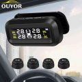 Car Tpms Tire Pressure Sensor Usb Solar Charging Psi Bar Tyre Pressure Monitoring System Security Alarm With External Sensors -