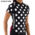 New classic women summer black white polka dot cycling jersey short sleeve road cycling wear breathable Mountain bike clothing|C