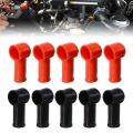 10pcs Rubber Car Motorcycles Battery Negative Positive Terminal Cover Cap Boot Insulating Protector Replacement Accessories - Ba