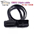 30/60/100cm Flat+thin 16 Pin Socket Obd Obdii Obd2 16pin Male To Female Car Scanner Extension Cable 8core Connector - Diagnostic