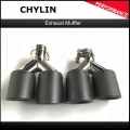 A Pair Left and right Y Style Model Dual Carbon fiber stainless steel universal Auto exhaust tip Double end Tip For Ak|Mufflers|