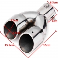 63mm Double Outlet Stainless Steel Chrome Car Muffler Exhaust Pipe Tip End Trim Modified Tail Throat Car Liner Pipe Silver Tools