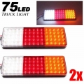 2pcs 12V 75 LED Car Truck Rear Tail Light Warning Lights Rear Lamps Waterproof Tail light for Trailer Caravans buses vans|Truck