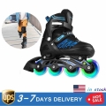 Kids Adult Roller Skates Adjustable Inline Skates with Four 82A PU Illuminating Wheels Good Quality Mesh Sliding Free Skate|Flas