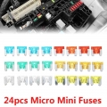 24pcs Mixed 5A 10A 15A 20A 25A 30A Car Fuse Assorted Micro Mini Blade Fuses Kit Car Van Truck SUV Fuse Replacement|Fuses| - Of