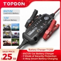 TOPDON 12/24V Car Battery Charger Automatic Power Puls Repair For Car/Motorcycle/Boat/Truck/ATV/Mower Lead Acid Li Battery T1200