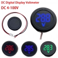 DC 4 100V LED Digital Display Round Two wire Voltmeter DC Digital Car Voltage Current Meter Volt Detector Tester Monitor Panel|