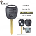 Keyecu 433mhz 4d67 / 4d68 Chip P/n: 50171 Replacement 2 Button Remote Key Fob Toy43 Blade For Toyota Prado 120 Rav4 Kluger Rav4