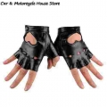 1 Pair Punk Hip hop PU Black Half finger Leather Gloves Square Nail Hand Warmer Winter Gloves Warm Fingerless|Gloves| - Offic