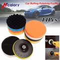 11Pcs 7 Inch Car Foam Drill Polishing Pad Kit for Car Polisher + M14 Drill adapters 7 Inch Sealing Glaze Waxing Buffing Pads Set