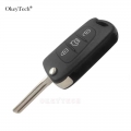 Okeytech For Kia For Hyundai 3 Buttons Flip Folding Remote Car Key Shell Cover Case With Hold Button Fob - Car Key - Officematic