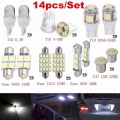 14pcs /set Led 1157 T10 31/36/41mm Car Auto Interior Map Dome License Plate Replacement Light Kit White Lamp Set - Signal Lamp -