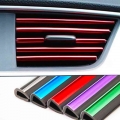 10PCS Car styling Plating Air Outlet Trim 20cm Interior Moulding Strip Soft PVC Air Vent Grille Switch Car Interior Accessories|