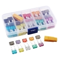 120Pcs Profile Small Size Blade Car Fuse Assortment Set Auto Car Truck 2/3/5/7.5/10/15/20/25/30/35A Fuse with Plastic Box Clip|F