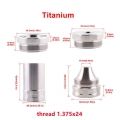 1.375x24 Thread Titanium End Cap Screw Cups Baffle Adpater 1/2x28 5/8x24 For Car Oil Catching Cleaning Device Kits - Nuts &