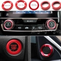 5pc Car Ignition Engine Start Stop Decorate Button Rings Car Door Speaker Rings Trims For Honda Civic 2016 2017 2018 2019|Inter