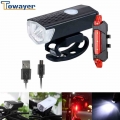 USB Rechargeable Bicycle Light LED Mountain Cycle Front Bike Light And 3 Color Taillight Waterproof Flashligh Bicycle Lamp Set|