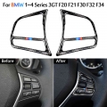 2pcs/set True Carbon Fiber Steering Wheel Button Sticker For Bmw 1 2 3 4 Series 3gt F20 F21 F30 F32 F34 Accessories Car Styling