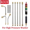 Pressure Washer Extension Wand Set Power Washer Extension 1/4" Quick Plug Connection with 5 Nozzle Tips Curved Rod 4000 PSI