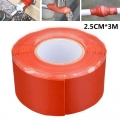 1pc 2.5cm x 3m Car Auto Red Self Fusing Silicone Tape Plumbers Electricians Pipe Repair Hose Leak Fix UV Fuel Oil Resistant|Doub