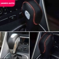 Jameo Auto Leather At Mt Car Shift Knob Protection Cover Auto Gear Shift Collars For Ford Fiesta Mk7 Sedan Hatchback 2012-2019 -