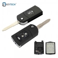 Okeytech 2/3 Buttons Big Battery Hold Flip Folding Remote Car Key Case Fob For Mazda 3 5 6 Series M6 Rx8 Mx5 With Uncut Blade -