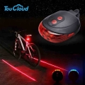 signal for bicycle lights Flashing Safety Warning Cycling Taillights bike 5 LED 2 Laser Waterproof Bicycle Accessories Lamp|Bicy