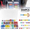 344Pcs Profile Small Size Blade Car Fuse Assortment Set for Auto Car Truck 2.5/3/5/7.5/10/15/20/25/30/35A Fuse with Plastic Box|