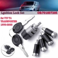 7PCS Start Switch Door Lock Cylinder Ignition Switch 4 Door Lock Barrel 2 Button Group for Volkswagen T4 Caravelle MK IV 90 03|