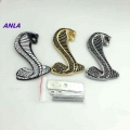 1pcs 3d Metal Chrome Sticker Car Grille Turning Logo Animal Cobra Emblem Badge For Ford Shelby Mustang Carros Car Styling