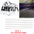 10 In 1 Rgb Led Atmosphere Car Light Interior Ambient Light Acrylic Fiber Optic Strips Light By App Control Diy Music Car Lights