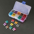 100/50ps Profile Medium Size Blade Type Car Fuse Assortment Set Auto Car Truck 2.5/3/5/7.5/10/15/20/25/30/35a Fuse With Box Clip