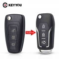 Keyyou Modified Folding Car Key Fob Case For Ford Focus 3 Fiesta Connect Mondeo C Max 2013 3 Buttons Smart Key - Car Key - Offic