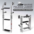 Boat Accessories Marine 3 Steps Foldable Ladder Stainless Steel Non Slip Pontoon Ladders W/ Rubber Grips|Marine Hardware| - Of