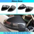 For Audi A3 S3 8v Rs3 2013 2014 2015 2016 2017 2018 2019 Rearview Mirror Case Cover Carbon Fiber Pattern Or Black Cover - Mirror