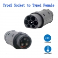 Evse Adaptor 32a Electric Vehicle Car Ev Charger Connector Iec 62196 Socket Type 2 To Type 1 Ev Charger Adapter - Battery Cables