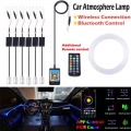 Rgb Car Interior Ambient Light Neon Optical Fiber Strip Remote App Bluetooth Control Thread-free Wireless Atmosphere Lights - De