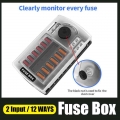 12 Way Fuse Box Holder Plastic Cover Blade Block With Thumbscrew LED Warning Indicator Light For Car Boat Marine Yacht Trike|Fus