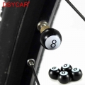 DSYCAR 4Pcs/lot Universal Auto Truck Bike Billiards Pool 8 Ball Valve Stem Caps Tire Air Valve Stem Caps Wheel Rim Black|cap cov