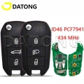 Datong World Car Remote Control Key For Peugeot 208 2008 301 308 3008 408 508 Citroen C3 ID46 PCF7941 434MHz HU83/VA2 Flip Key|C