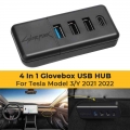 For Tesla Model 3 Y 2021 2022 Glovebox USB Expansion Hub Ports Splitter HUB Docking Station 4 In 1 Co pilot USB Spiliter ModelY|