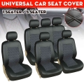 9Pcs 5 Seater Auto Front Full Seat Cover Cushion Gray/Black PU Leather Waterproof Seat Cover Universal For BMW E46/Honda/Ford|Au