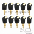 10 Pcs Iron Key For Caterpillar Cat Heavy Equipment Ignition Loader Excavator Dozer Metal & Plastic Black & Gold - Car K