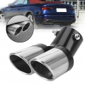 Universal Car Exhaust Trim Muffler Pipetail Car Accessories Stainless Steel Curved Double Outlet Car Decoration Chrome Tail Pipe