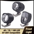 6V 80V 24V 36V 48V 60V Universal Compatible 1W 2W 3W 40 70 100 LUX Bike Electric bicycle E bike Headlight Front Light Headlamp|E