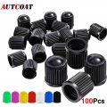 Autcoat 100pcs/lot Bike Tire Valve Caps, Plastic Schrader Valve Multi-color Bicycle Tire Valve Cap Dust Covers - Valve Stems &am