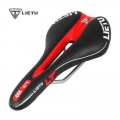 Lietu New Bicycle Saddle Ergonomic Mtb Road Bike Perforated Seat Foam Cushioned Pu Leather Texture Steel Rail Cycle Accessories