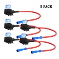 5 Pack 12v Car Add-a-circuit Fuse Tap Adapter Mini Atm Apm Blade Fuse Holder Fuse Holder Copper Wire Protection Small Fuse - Fus